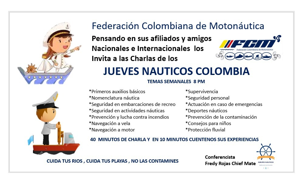 JUEVES NÁUTICOS COLOMBIA TEMAS SEMANALES  8 PM  