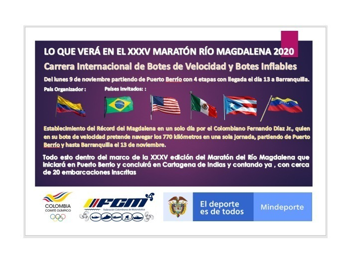 CARRERA INTERNACIONAL RIO MAGDALENA 2020 NOV 7 INICIA PUERTO BERRIO 