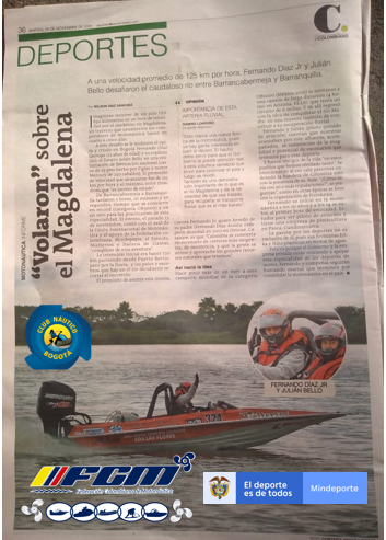 Así fue el récord de motonáutica sobre el río Magdalena, este logro se efectuó gracias a la Gestión y Logística de la Federación Colombiana de Motonáutica y el Patrocinio de Ministerio del Deporte