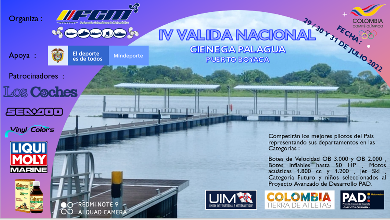 IV VALIDA NACIONAL MOTONAUTICA CIENEGA PALAGUA PUERTO BOYACA 