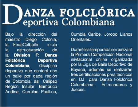 DIVISION F: DANZA FOLCLORICA DEPORTIVA COLOMBIANA